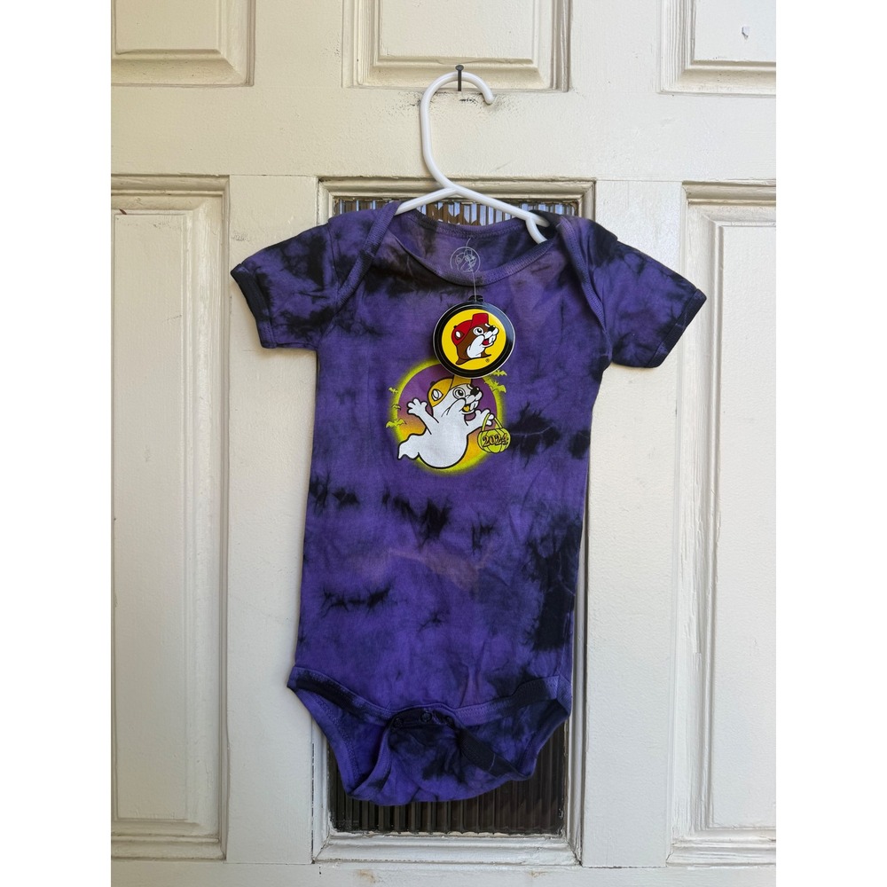 Buc-ee's Halloween 2024 Hey Boo Tie Dye Glow In The Dark Bodysuit Size 6M New